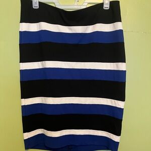 Eloquii Black, Blue, and White Pencil Skirt